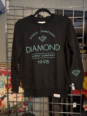 Diamond Supply Co. Black Crewneck Sweatshirt with Teal Logo